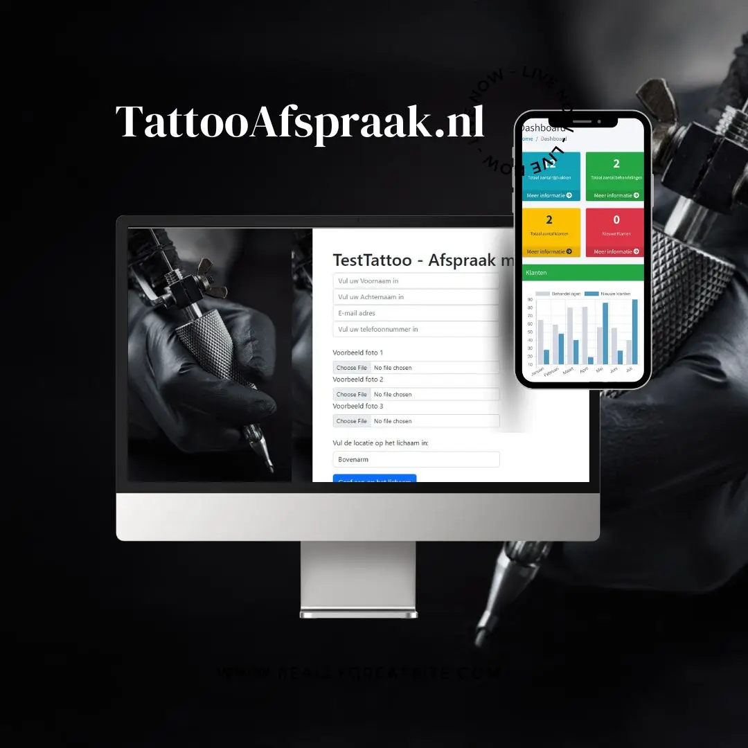 TattooAfspraak.nl Software Dashboard - Professionele Tattooshop Agenda